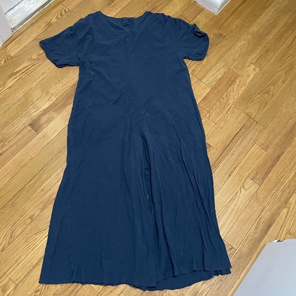 Natural Life Navy Blue Cotton Button Front Wide Leg Jumpsuit Romper Women's S/M - Picture 6 of 6